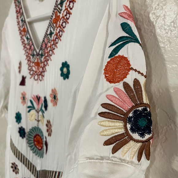 orange creek white embroidered dress Yellow Strapless Embroidered Floral Mini Dress – Golden Atelier main image 0